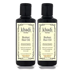 Khadi Amla and Brahmi Hair Oil, 210ml (Pack of 2) by Parvati Gramodyog Herbal Products - Made in India