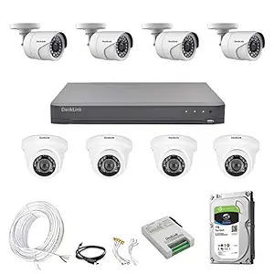 DeckLink 2.4MP Full HD Cctv Camera Full Combo Set 4 Dome + 4 Bullet + 1TB Surveillance Hard Disk , 90mtr. Wire With All Required Accessories