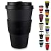 Produktbild Morgenheld  Dein trendiger Bambusbecher | umweltfreundlicher Coffee-to-Go-Becher | nachhaltiger Kaffeebecher mit Silikondeckel und Banderole in coolem Design 400 ml Füllmenge (Just Black)