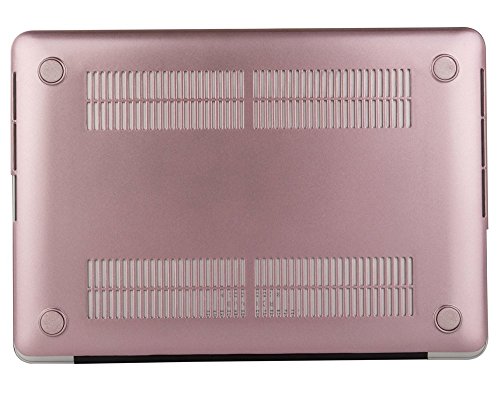 i-Buy Harte Schutzhülle Hülle für Apple Macbook Pro 13.3 Zoll mit Retina Display + Schutzfolie + Silikon Tastaturschutz + Anti-Staub-Stecker – Roségold - 5