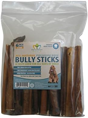Pet’s Choice Naturals Premium Bully Sticks, Cow Pizzle Chew Treat for Dogs, 6" 25 ct