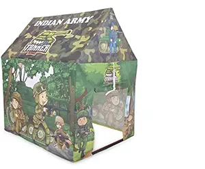 Maanit Printed Jumbo Size Light Weight & Waterproof Tent House for Kids - Upto 10 Years (Army Print)