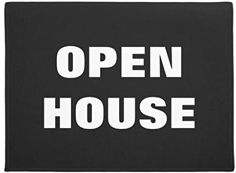 Open House Doormat Black and White Floor Sign Non-Slip Welcome Rug Front Outside Door Mats for Entrance Way