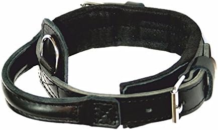 Dingo Gear Dog Collar Full Grain Leather Handmade with Soft Lining Strong Handle Adjustable Larynx Part Fully Attachable Black Heros S04011