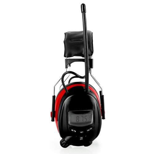 Auna Jackhammer schallisolierte Gehörschutz-Kopfhörer Ohrenschützer mit Radio für Baustelle und Rasen mähen (UKW/MW-Radio, MP3-Player- und Smartphone Anschluss, hoher Tragekomfort, leichte 325g) schwarz-rot - 3