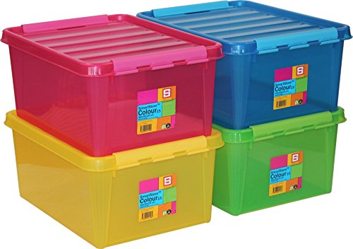 Orthex 350824 4er-Set Clipbox Smart Store Colour 15, 15 Liter, pink / gelb / blau und grün - 2