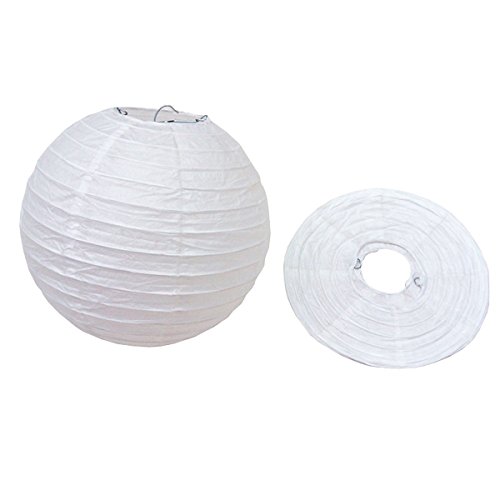 EPHVODI 10 Pcs Runde Papier Laterne Hochzeit / Zeremonie / Bankett Dekoration Weiß Lampe Schatten 10″ - 4