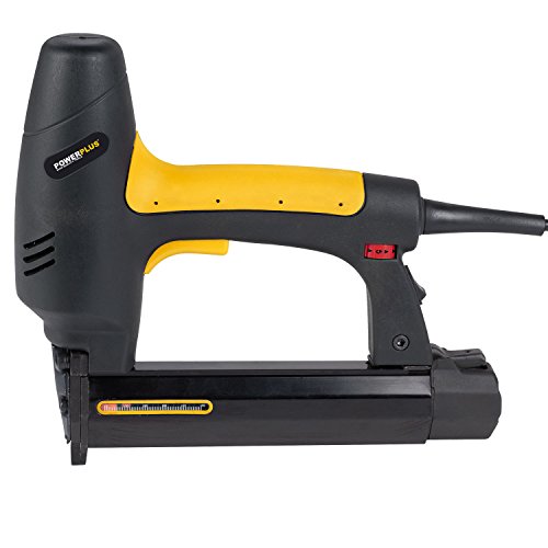 POWX138 Elektrischer Kombi-Tacker Nagler Elektrotacker inkl. 200 Nägeln & 300 Klammern & Koffer – Schlagkraft justierbar - 3