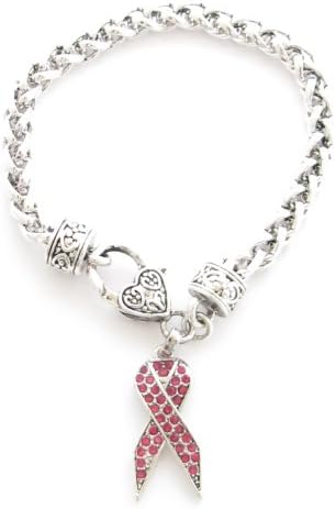 Pink Ribbon Breast Cancer Awareness Silver Crystal Bracelet Jewellery
