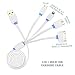 Produktbild Multifunktions-Ladekabel von Gembonics, hohe Qualität, 1 m lang, 4-in-1-USB-Ladegerät, für iPhone 6, 5, 5S, Micro-USB-Anschluss für Samsung Galaxy S6, S5, S4, Note 3, für Powerbanks, tragbare Ladegeräte und mehr (Weiß und Blau) weiß/blau