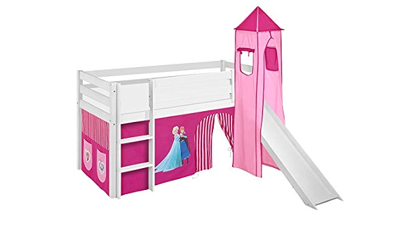 Jelle Cabin Bed 90 X 190 Frozen Lilo Kids Bunk Bed White With Pink Tower Slide And Tent Amazon De Home Kitchen Jelle Cabin Bed 90 X 190 Frozen Lilo Kids Bunk Bed White With Pink Tower Slide And Tent Amazon De Home Kitchen