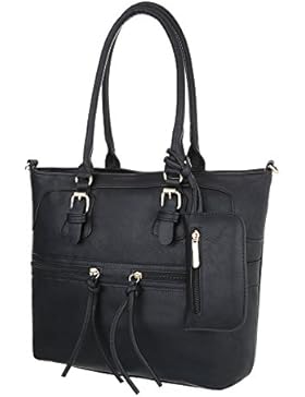 iTal-dEsiGn Damentasche Große Schultertasche Used Optik Mit Extra Tasche Kunstleder TA-A102