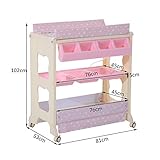 Homcom® Baby Wickeltisch Wickelkommode mit Badewanne Wickelauflage Mobil (Rosa) - 4