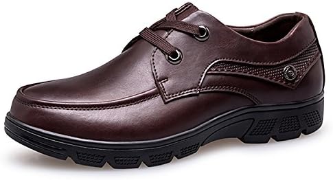 QLVY Men's Business Shoes Lace-up Casual Shoes Pointed Toe Classics Leather Shoes Oxfords Dark brown 42