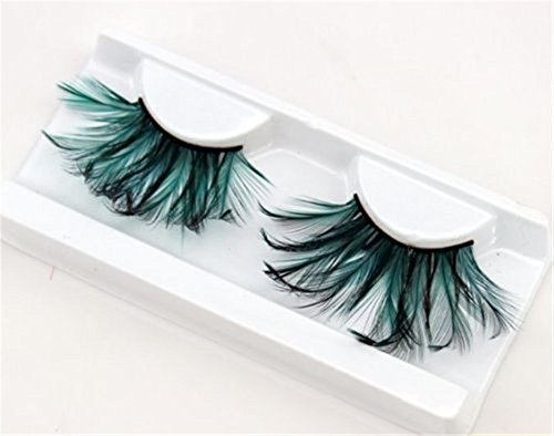 Handgemachte – Wimpern, Künstliche Wimpern, grüne super weich Feder, falschen Wimpern, Sonder Maskerade Bühne - 3