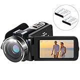 【Multifunktionaler Camcorder】 Diese Videokamera unterstützt maximal 1080P (15FPS) AVI-Videoauflösung und 24M (6000x4500) JPEG-Bildauflösung. 3,0 Zoll 270-Grad-Drehung TFT-LCD-Bildschirm, 16-fach digitaler Zoom, integriertes Aufhelllicht, Anti-Shaking, Gesichtserfassung, Selbstauslöser, Webcam-Funktion, Pausenfunktion, internes Mikrofon und Lautsprecher （Tonvideos aufnehmen, USB 2.0, TV Ausgabe und so weiter.