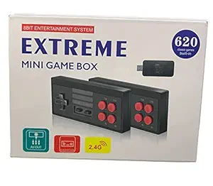 Porro Fino Video Game for Kids Plug & Play Wireless for up to 2 Players (8 bit Retro Built-in Games) Black