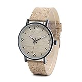 YSCYLY Holz Uhr Für Männer Und Frauen Manuelle Bambus Holz Kork Gürtel Analog Quarz Runde Uhrwerk Business Sport Für Geschenk