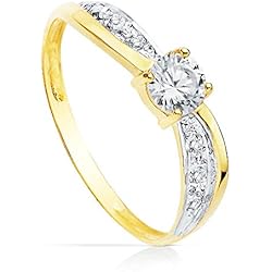 Solitario Vennetia Oro Amarillo 18 Kilates Anillo de Compromiso Boda