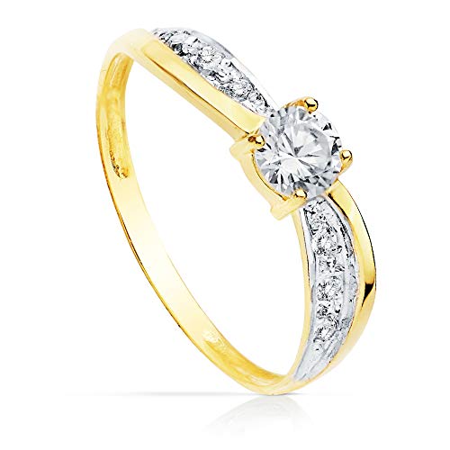 Solitario Vennetia Oro Amarillo 18 Kilates Anillo de Compromiso Boda