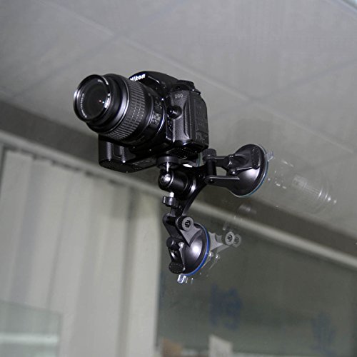 Fantaseal Triple Ventouse Voiture  Ventouse Fixation DSLR Ventouse    Support avec Gopro Adapteur T  te Rotule Rotatif de Triple  Car Suction Mount pour GoPro Hero 5 4  3  3  Session etc