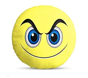 DreamVio Round Shape Velvet Fabric Printed Soft Toy/Smiley/Emoji/Plush/Filled/Emoticons/Icons/Cool Cushions/Pillow, 11x11-inches (Multicolour) Smiley 3