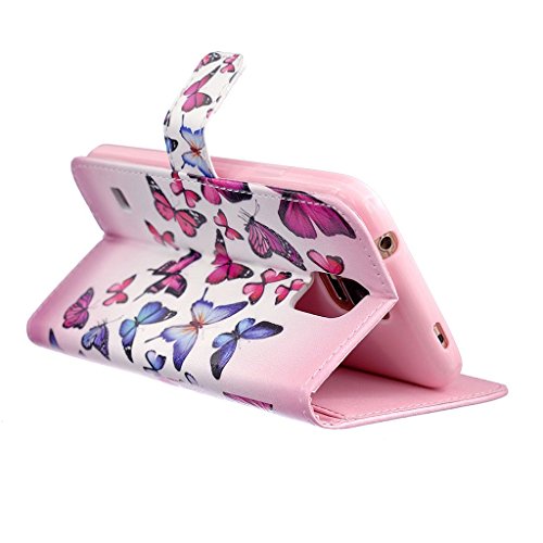 Billetera Cuero Funda para Samsung Galaxy S5 Careynoce Diente de Le  n Amor Rose  Mariposa  Colorido Patron PU Cuero Funda para Samsung Galaxy S5 I9600 Samsung Galaxy S5  5 1 pulgada  Protector Cubierta -- Vistoso mariposa  2