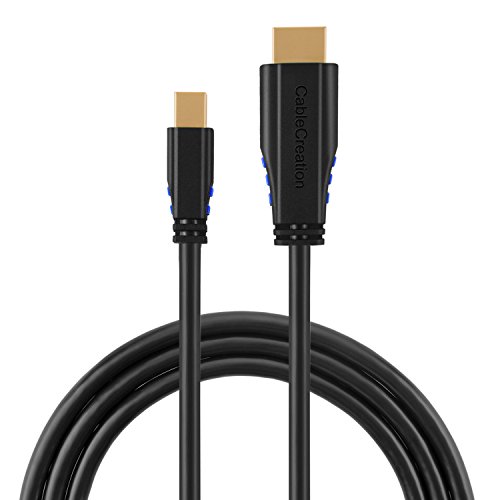 Mini DP auf HDMI, cablecreation Mini DisplayPort (Thunderbolt Port Kompatibel) auf HDMI AV HDTV Adapter für Mac Book, iMac und mehr, (DP V1.2 unterstützt 4 Kx2 K), 15 ft/4,5 m (schwarz & blau)