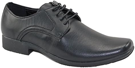 Foster Footwear Mens Black Faux Real Leather Lace Up Smart Work Office School Shoes Oxford Brogue Loafer Size 7-11