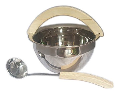 Preisvergleich Produktbild Saunazubehörset Sauna Zubehörset Saunakübel Kübel Kelle Aufgusseimer Saunaset Edelstahl mit Holzbügel