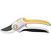 Fiskars Bypass Bah&ccedil;e Makası taze dallar ve &ccedil;alılar i&ccedil;in, Yapışmaz kaplama, &Ccedil;elik bı&ccedil;aklar/Al&uuml;minyum saplar, Siyah/Turuncu, Pl