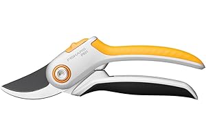 Fiskars Bypass-Gartenschere für frische Äste und Zweige, Antihaftbeschichtet, Stahl-Klingen/Aluminium-Griffe, Schwarz/Orange, Plus, P531, 1057168