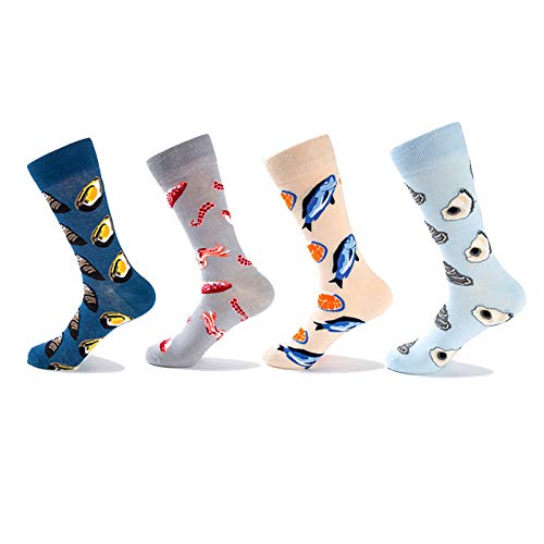 TDPYT Huîtres Moules Poulpe Pieuvre Crevette Arctique Premium Funky Men Chaussettes Happy Short Bamboo Male Pop Chaussettes De Trek Fous