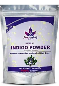 Havintha Natural Indigo Powder (Indigofera Tinctoria) for Hair, Pure and Herbal for Natural Hair Colorant Black/Brown Hair & Beard Dye/Color - 500 gm
