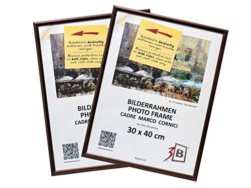 3-B Set de 2 pièces Cadres ULM - foncé Brun - 30x40 cm - Cadre en Bois, Cadre pour Photo