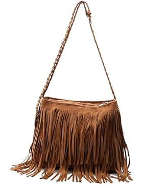 Mode Quaste Handtaschen,Hippie-Stil Wildleder Hobo Cross Body Strap Umhängetasche Frauen Satchel.