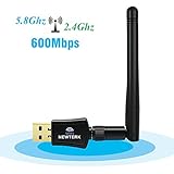 NEWTERK Wlan Stick 600Mbit/s Dualband(5G/433Mbps + 2.4G/150Mbps) Wireless USB Wifi Adapter, 802.11ac/n/g/b/a Antenna Network Lan Card für Windows 10/8.1/8/7/XP/Vista (32/64bits) MAC OS