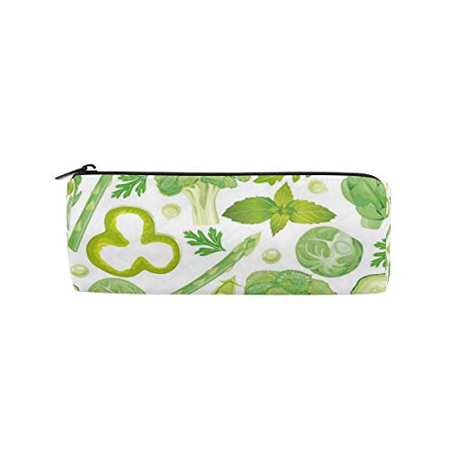 Pencil Case Green Fruits and Vegetables School Pen Pouch Office Zippered Pencil Cases Holder Women Makeup Bag