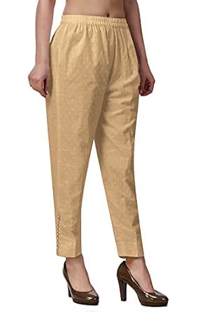 Kavyya Cotton Dobby Ladies Pant Beige 