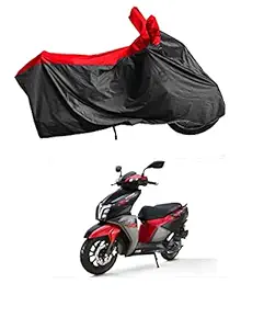 RiderShine TVS Ntorq 125 Two Wheeler Bike Cover - Dustproof - UV Protection - Waterproof Bike Cover/Scooty Body Cover (BlackRed)