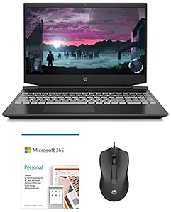 HP Pavilion Gaming 15.6-inch FHD Gaming Laptop (Ryzen 5-4600H/8GB/1TB HDD/Windows 10/NVIDIA GTX 1650 4GB/Shadow Black), 15-ec1024AX + Wired Mouse + Microsoft 365 Personal 12-Month Subscription