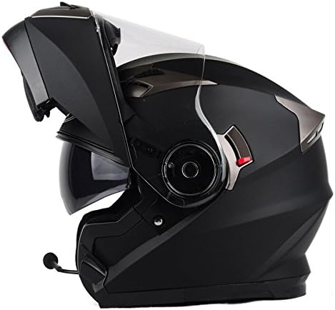 XERT Motorbike Helmet Anti-fog Downhill Flip-Up BMX Helmets Full-Face Bluetooth Off-road Racing Scooter Safety Helmet,SubBlack-L(57-59cm)