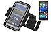 Produktbild Neopren Jogging Armband Sportarmband Oberarmband für Nokia Lumia 730 Dual SIM, schwarz mit Reflektor Streifen. Fitness Lauf Armband