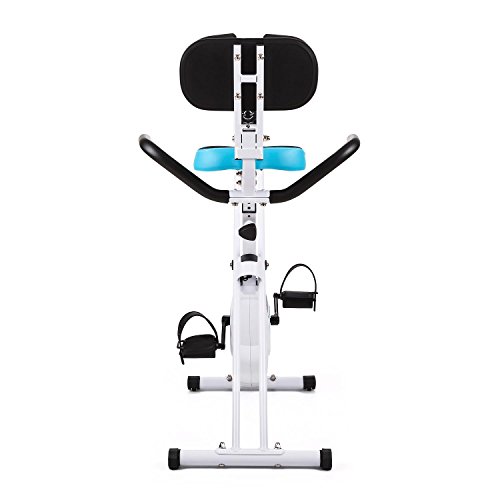 Klarfit Azura Ergometer Heimtrainer für Ausdauertraining, Fitnessfahrrad ( bis 100 kg belastbar, 8-stufiger Widerstand, Trainingscomputer, Pulsmesser) weiß-blau - 5