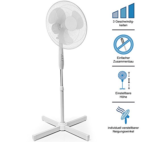Standventilator Ventilator Luftkühler Klimagerät Gebläse oszillierend mit 3 Geschwindigkeitsstufen Ø 43cm - 2