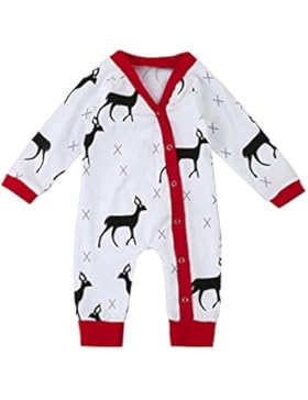 sunnymi Weiß★Mädchen Junge Weihnachten Hirsch Langarm Spielanzug★Familie Kleidung Party Geburtstag Anzug Geschenk...