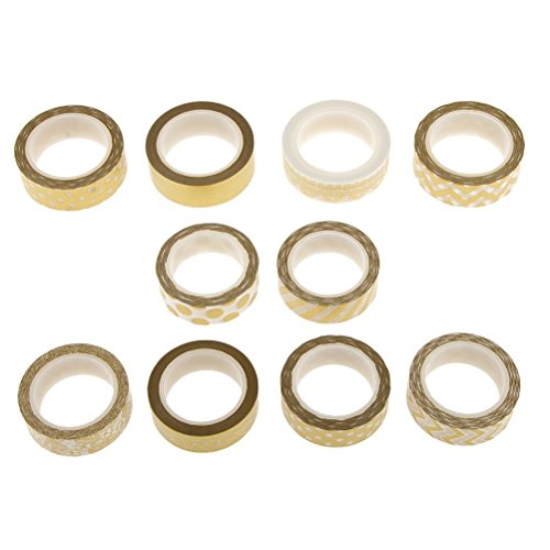WINOMO 10pcs Gold Washi Klebrigen Papier Maske Klebeband Scrapbooking DIY - 3