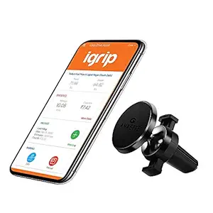 Amkette iGrip Magnetic Car Air Vent Phone Holder with Metal Body, 6 Powerful Magnets, Anti-Shake Design and 360 Degree Rotation For All Phones (Black)