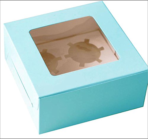10 x Blau Cupcake Boxes für 4 Kuchen