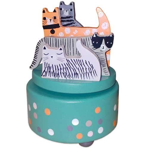 Preisvergleich Produktbild Spieluhr mit Katzenmotiv, drehbar